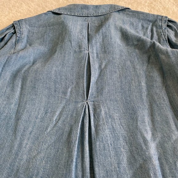 Democracy Women's Chambray Long Sleeve Button Down Top Light Blue Denim Small - Picture 5 of 7